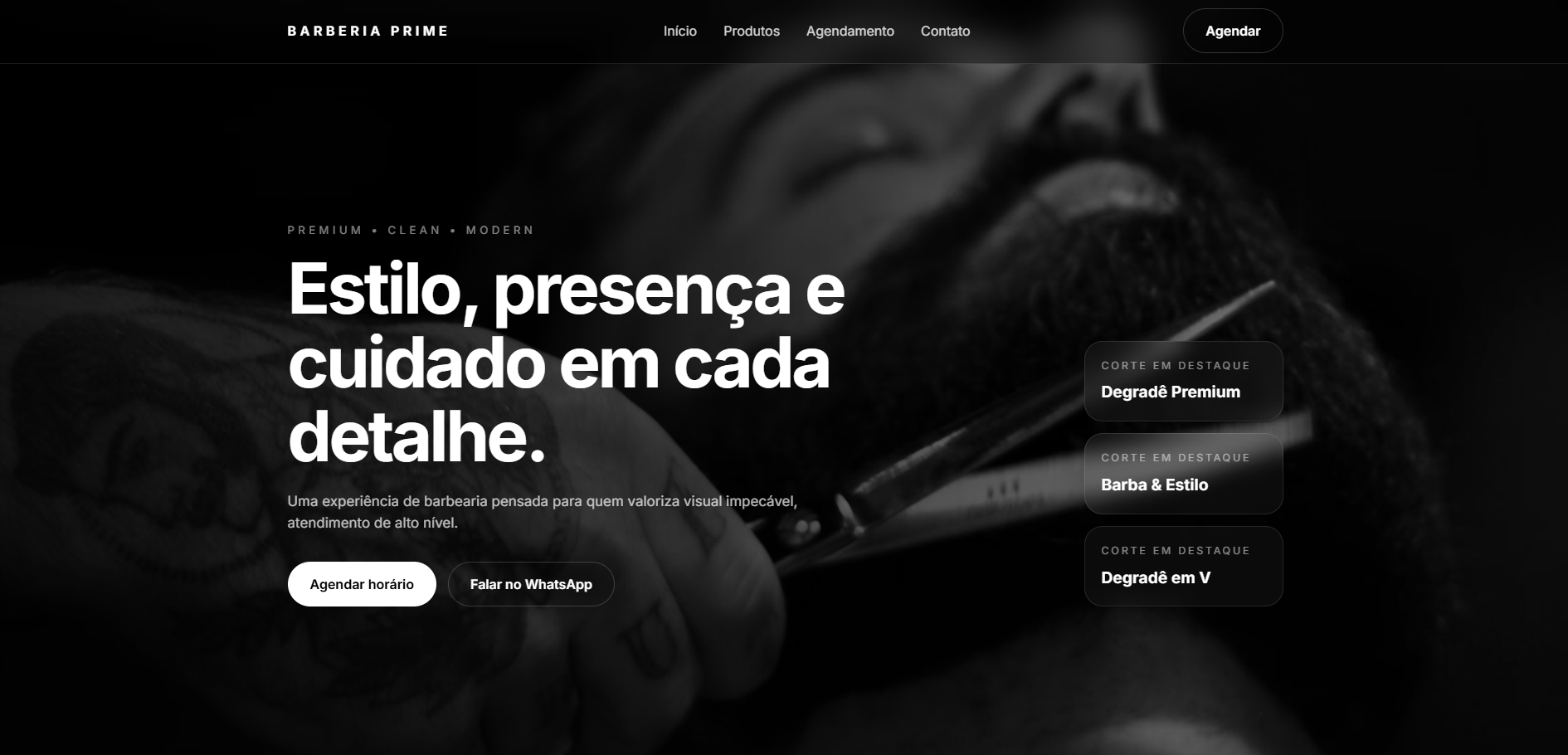 Preview do Projeto Barbearia Prime